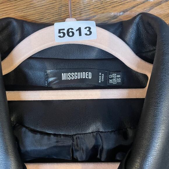 Missguided Jacket Womens 8 Black Faux Leather Longline Two Button Lined Blazer - Picture 10 of 10